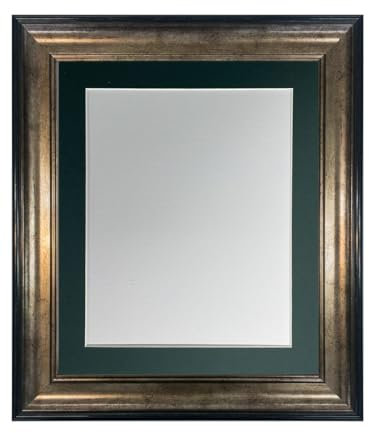 FRAMES BY POST Scandi Bilderrahmen mit dunkelgrünem Passepartout 60 x 80 cm, Bildgröße 50 x 70 cm, Schwarz & Gold