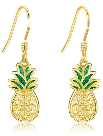 DAYLINLOVE Ananas Ohrringe 925er Sterling Silber Ananas Baumelnde Tropfen Ohrringe Sommerfrucht Schmuck Geschenke für Damen Frauen Mädchen Ananasliebhaber