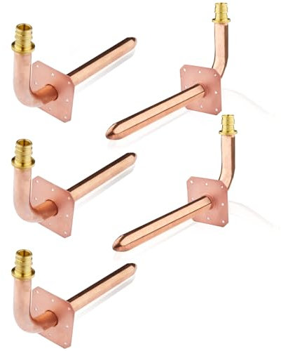 HeSun ASTM F1960 Pex-A Expansionskupfer-Winkel, 20,3 cm Länge, PEX-Abkantung mit Wandflansch, 5 Stück