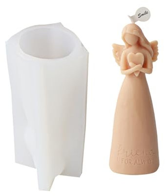 Xidmold Kerzenform Silikon Engel, 3D Engel mit Herz Silikonform for Fondant, Schokolade, Sojawachs Kerzen, Seife, Gips, Epoxidharz, Beton, Handwerk (A)