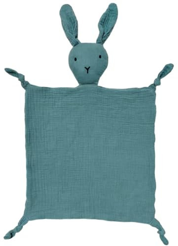 ZXUPOI Panno per coccole con testa di coniglio Doppio strato di mussola in cotone biologico al Regalo per bambini per la nascita di un maschietto o di una femminuccia