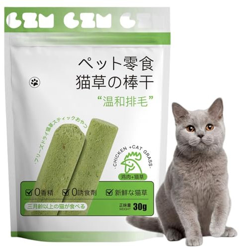Cat Grass Teething Stick, Chew Toys for Indoor Cats - Natural Dental Sticks With Catnip for Hairball Removal - Green