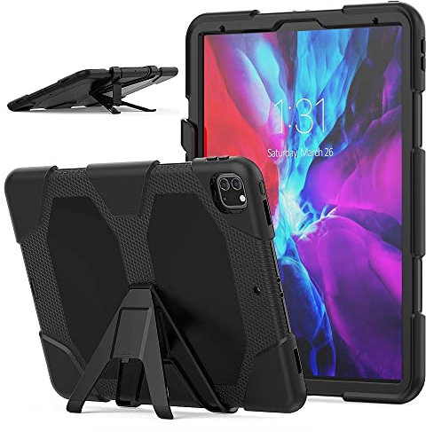 HBYLEE Funda para iPad Pro 12.9 2020, funda de tableta de silicona suave a prueba de golpes con cubierta protectora extraíble para iPad Pro 11 2020 (Color: negro, tamaño: para iPad Pro 12.9)