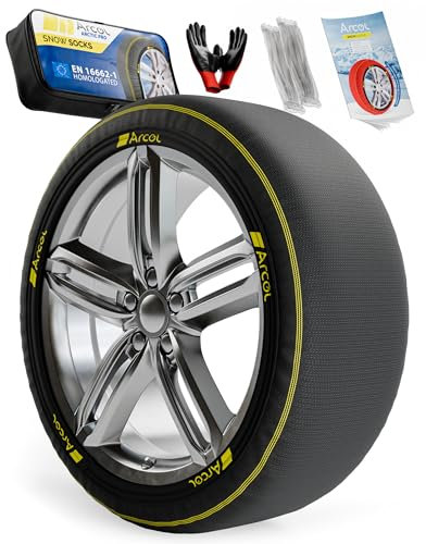 ARCOL Calze da Neve Omologate Italia EN 16662-1 /// ArcticPro Catene da Neve in Tessuto, Facili da Installare, per una Guida Silenziosa e Massima Sicurezza - Misure Dett. All’interno (ArcticPro, XXXL)
