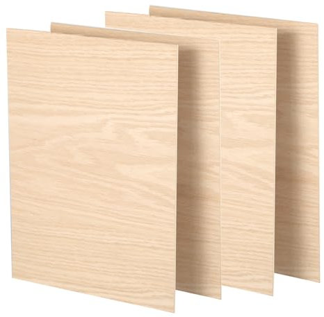 ATOMSTACK Lot de 4 contreplaqué en chêne rouge 297 x 215 mm, panneaux de contreplaqué laser 3 mm, plaques de contreplaqué pour bricolage, gravure laser, coupe, pyrogravure, routeur CNC, bricolage