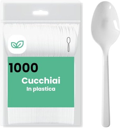 1000 cucchiai in plastica bianchi riciclabili e riutilizzabili, lunghezza 16,5 cm, lavabili in lavastoviglie, ideali per dolce, gelato, zuppe e dessert.