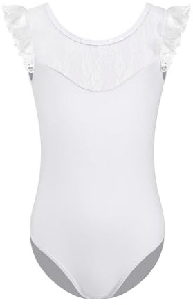 ZYXWVU Ballett Trikot Mädchen Ballett Body Mädchen Kurzarm Gymnastikanzug Trikot für Kinder, R01-weiß, 8-9 Jahr