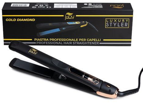 JADY Plancha para el pelo Gold Diamond – Revestimiento de cerámica turmalina ajustable hasta 230 °C