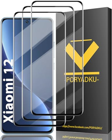 V-PORYADKU Für Xiaomi 12 5G Panzer Schutz Glas (6,28 Zoll), 3 Stück Schutzfolie Glas, 9H Härte, Fingerabdruck kompatibel, HD Anti-Kratzen