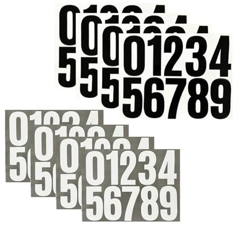 HUATEEN Blätter Zahlen Aufkleber Schwarz/Weiß Wetterfest-Selbstklebende Hausnummern 0-9 (8+8 Stück) für Briefkasten, Mülltonnen & Hausnummernschilder Klebezahlen Groß Klebebuchstaben Outdoor