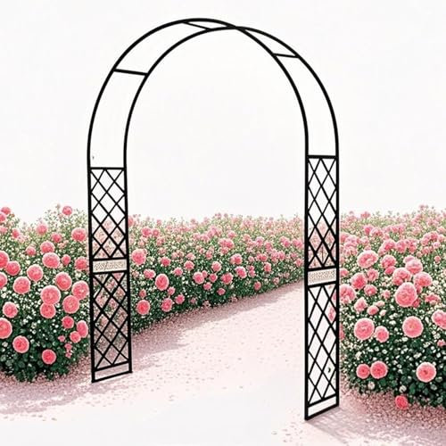 Gartenbogen Metall Rosenbogen Kletterpflanzen Rankgitter Garten Torbogen Pergola Rankhilfe 220cm 260cm 280cm Breite Pflanzbogen für Hof Patio Rasen(180x240cm)