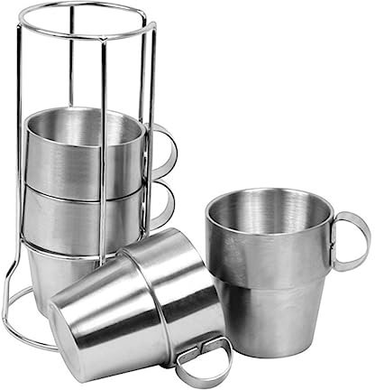 Mikinona 4pezzi Tazze Da in Acciaio Inossidabile Con Supporto Adatte Per Tè Latte Bevande Facile Da Per Uso