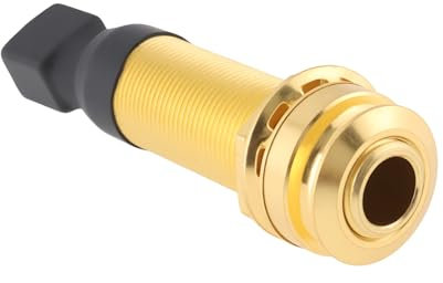YINETTECH Endpin Jack Sound Pick-up Socket 6.35mm Output 2.5mm Input for Acoustic Guitar Accessories 60.5x15.6mm, Gold