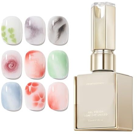 Blooming Gel Polish-15ml | Multi-Effect UV LED Layered Gradient Effects Long-Lasting Curing Watercolor Gel for Marble Floral Tie-Dye and Gradient Designs | Gift-Ready for Multiple Occasions