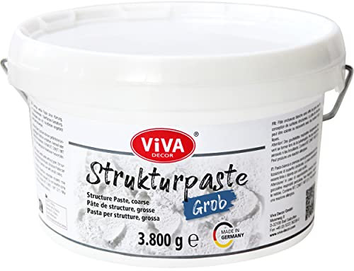 Viva Decor Strukturpaste Grob, 3,8 kg, Weiß, Texture Paste, Struktur-Paste für Acrylmalerei & Leinwand, Spachtelmasse, Impasto Modellierpaste, Flächenspachtelmasse, Künstlerbedarf