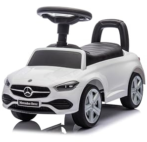 NINODOVAE Kids Ride on Car, Mercedes-Benz Licensed car toy with horn, storage, Foot To Floor Slider Toddler age for 12-36 months (White)