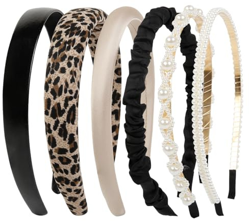 Auroriel 6 Pièces Bandeaux pour Femmes Antidérapants Bandeaux en Perles Casque Rembourré à la Mode pour Femmes Accessoires Capillaires Élastiques Élégants