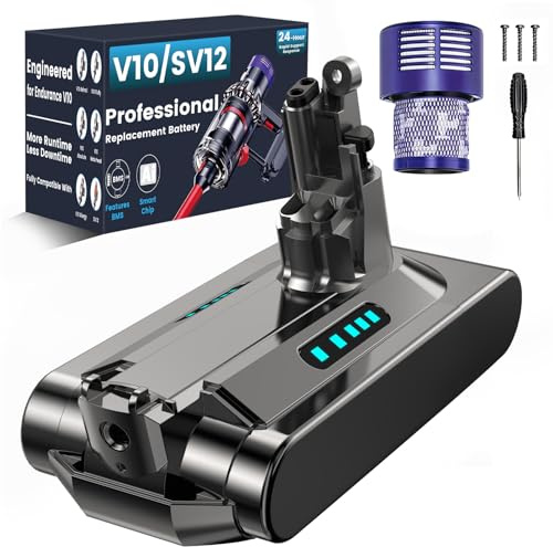 Battery Replacement Compatible with Dyson V10, Ecovoltix Battery for Dyson V10 Animal Absolute Motorhead Fluffy Cordless Vacuum Cleaner Handheld Vacuum Cleaner with Filter