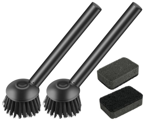 Vicloon Brosse à Vaisselle, Ensemble de 4 pièces Home Brosse Vaisselle +éponge Cuisine à Dureté Forte pour Salissures Lourdes pour Nettoyage des Plates, Casseroles Éviers de Cuisine, Noire