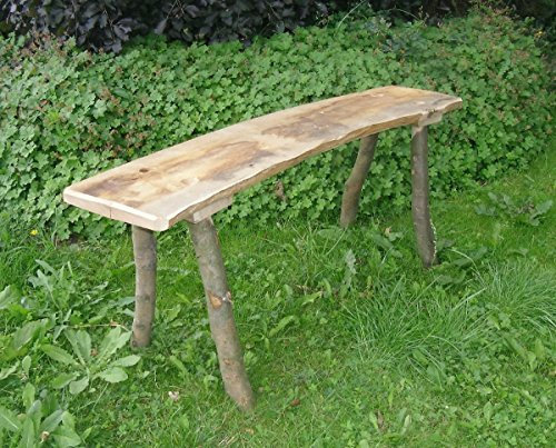 Mittelalterliche Bank, Flächen aus Eichenholz 25-30 mm mit wild gewachsenen Beinen, geschält, je 115 cm lang für Larp, Reenactor, Tavernenbestuhlung