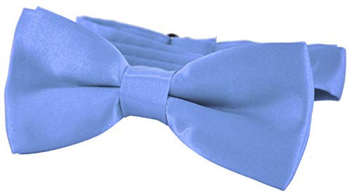 DonDon Edle Kinder Jungen Fliege gebunden und längenverstellbar 9 x 4,5 cm hellblau glänzend in Seiden Look