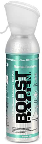 L'oxygène pur dans la canette – MENTHOL EUCALYPTUS, 5L d´oxygène pur concentré à 95% dans 1x5L canettes portable pour plus de 100 bouffées d'oxygène pur.