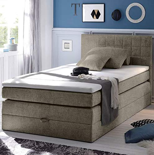Froschkönig24 Hawaii Boxspringbett 120x200cm Bett Komfortbett Einzelbett Kinderbett Schlamm, Ausführung:Variante 2