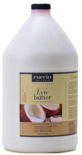 Cuccio Naturale Lyte Ultra-Sheer Body Butter - Replenishing Scented Moisturizer Cream - Deep Hydration To Repair Dry Skin - All Natural, Cruelty-Free Formula - Coconut And White Ginger - 1 Gallon