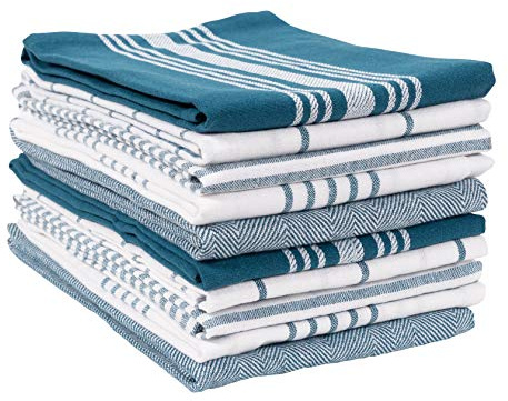 KAF Home Soho Kitchen Dish Towel Set of 10 | 18 x 28 Inch Tea Towels | Soft and Absorbent Mixed Set of Flat Towels (Teal)