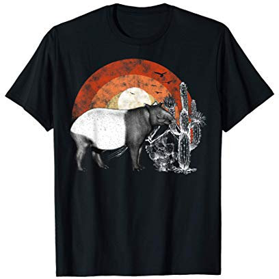 Tapir Lover Retro Vintage Tapir Sunset Awesome Gift Tapir T-Shirt
