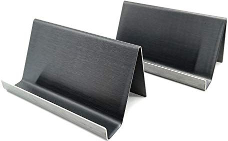 DECTRII Visitenkartenhalter aus Edelstahl, 2 Stück, Schwarz gebürstet