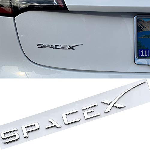 LCCDJ Spacex Aufkleber 3D Metall Auto Heck Kofferraum Emblem Aufkleber Abzeichen Aufkleber für Tesla Model S 3 X Dekoratives Zubehör,Silber