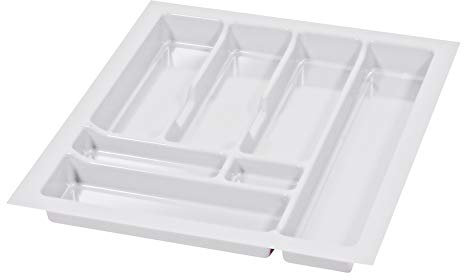 Alusfera Besteckkasten für Schubladen 50cm – Schubladen Organizer mit Fächeraufteilung – Hochwertiger Schubladen Organizer Küche für Mehr Ordnung – Anpassbar und leicht zu reinigen - 430x490mm Weiß