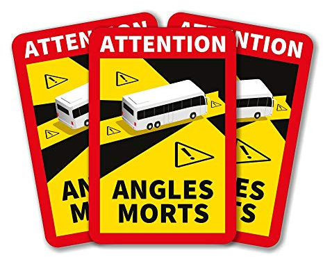 lepni.me 3 Stück Bus Toter Winkel Aufkleber Frankreich | Extra Starke Haftung und UV Schutz | Attention Angles Morts Sticker | Winkel Warntafel Fahrzeugaufkleber (3PCS BUS)