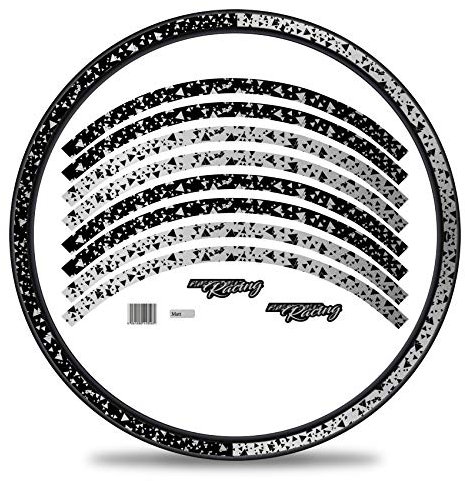 16-teiliges Set Felgenrandaufkleber Sticker für Fahrrad Felgen im 2 Face Design Komplett Set für 27 29 für Rennrad Mountainbike MTB Laufrad RX031 (Silber Metallic, Matt)