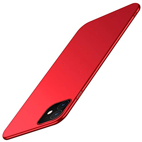 Emlivi iPhone 11 Hülle Handyhülle Ultra Dünn Schutzhülle Slim Stoßfest Tasche Schale PC Hardcase Matt Anti Scratch Schutz hüllen Bumper Handyhüllen Case Cover für Apple iPhone 11 2019 6,1'', Rot