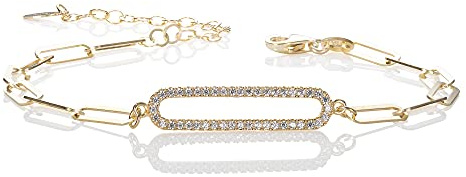 Namana Pulsera de Eslabones de Oro para Mujeres y Adolescentes, Delicada Joya Con Circonitas Cúbicas, Elegante Regalo, 6 mm, Plata de Ley