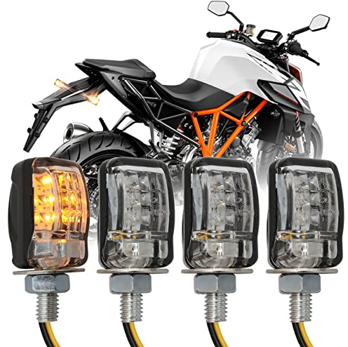 JMTBNO Motorrad LED Blinker E geprüft 4 Stück Blinker Licht Mini Lampe Birne Bernstein Blinker Wasserdicht Universal 12V Kompatibel mit M6 Motorrädern Street Bike Dirt Bike Roller Scooter Quad