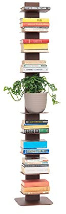 ALUBOX DEMETRA Libreria Verticale A Colonna Da Terra Autoportante 167X30X30 Cm Libreria Scaffale In Alluminio E Lamiera Zincata Libreria Salvaspazio 16 Kg Con 10 Mensole Da 17X23 Cm (RUGGINE)