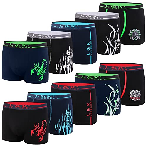 L&K 10er Pack Herren Boxershorts Men Retroshorts mit tollem Muster Sommer 2022 Baumwolle 3XL 1102