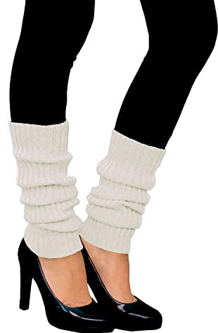 Oblique Unique® Sexy Damen Bein Stulpen Strümpfe für 80er Jahre 80s Motto Party Fasching Karneval Tanzen Aerobic Kostüm Accessoires (Creme)