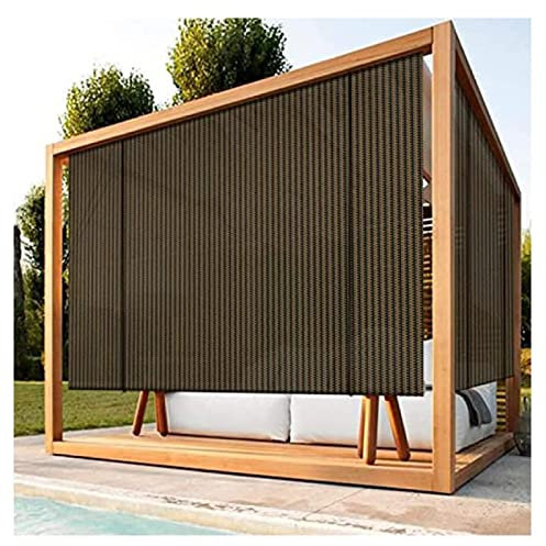 LIJINBO Sonnensegel Sichtschutznetz,Rollos Für Den Außenbereich, Verdunkelungsvorhang, Sichtschutz, UV-Blocker, 90% Veranda, Balkon, Pergola, Spalier, Carport, Wind- Und Wärmedämmung, Brown, 0.7x2.7m