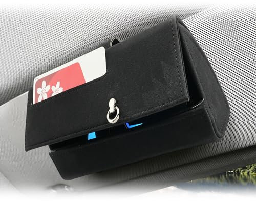 BIBIBO Auto Brillenhalter Universal, Brillenetui für Auto Sonnenblende Universal, Car Glasses Holder, Aufbewahrungsbox Organizer für Sonnenbrillen (Schwarz)