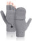 Kiiwah Fingerlose Handschuhe Convertible Warm Strick Halbfinger Handschuhe mit Flip Abdeckung Geeinget für Innen und Außen Damen Herren (grau)