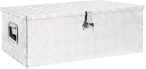 vidaXL Aluminium Storage Box - Durable, Rust-resistant and Locking System, with Spacious Interior Room, Portable 90x47x33.5 cm, Silver