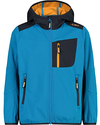 CMP Unisex Kinder Leichte Softshelljacke für Kinder mit Fester Kapuze Jacke Kokon-Mantel, Riff-Anthrazit, 104