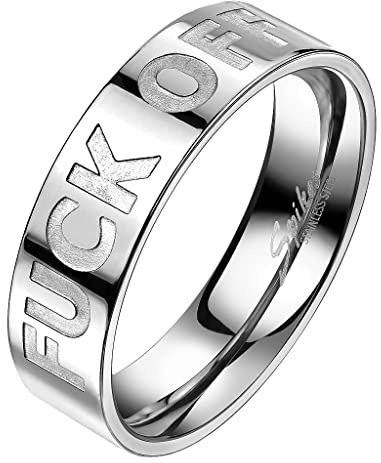 Mianova F-Off gravierter Damen Herren Ring Fingerring Silber Edelstahl poliert