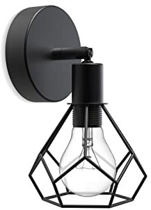 EMKE Wandleuchte Innen Wandlampe Schwarz, E14 Wandstrahler Industrial Retro Lampe, Vintage Wandlampen Wohnzimmerlampe Wandstrahler Innen Wandleuchten für das Bad