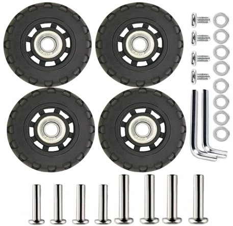 Kofferrollen Ersatzrollen 68 * 24 * 8mm Zenter Lager ID Gummi Rollen Räder 4 Stück Mute Gepäck Koffer Ersatz Wheels