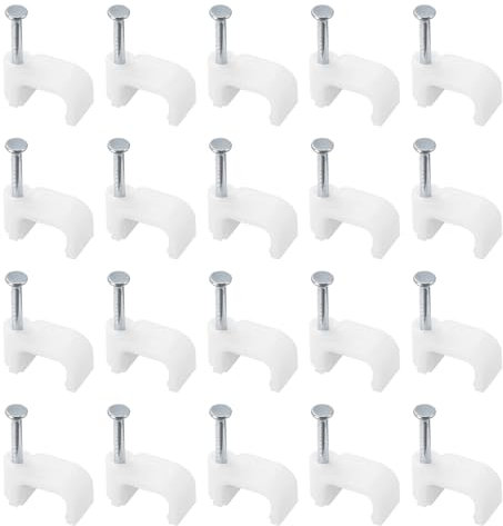 sourcing map Cable Clips, 100Pcs 9mm Nail in Cable Clips Circle Cable Clamps Cable Tacks Cord Clips Wire Holder for Cords Management